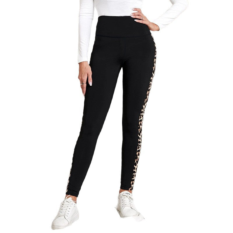 New Leopard Print Comfortable Casual Yoga Pants for Women, High Waist, Butt Lifting, Stretchy Long Pants