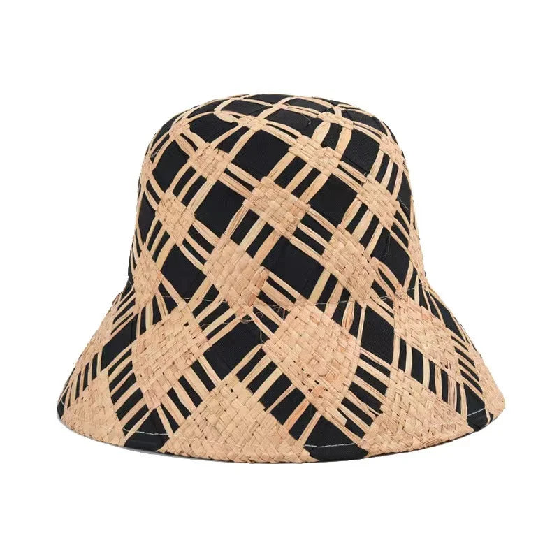 Vintage Raffia Straw Boater Hat Bucket For Women Fashion Foldable Designer Custom Luxury Crochet Beach Sun Hat Chapeau Homme Ete