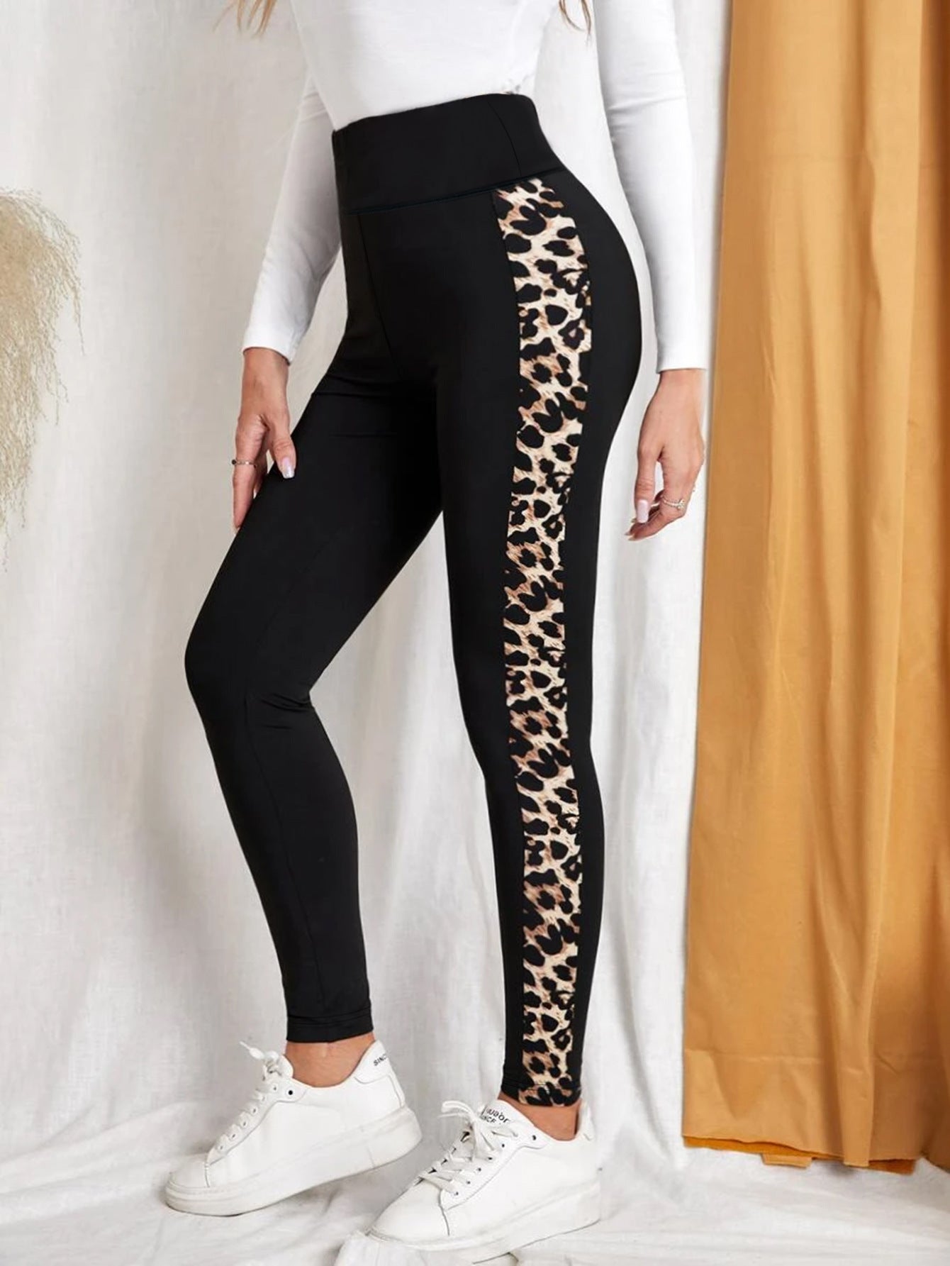 New Leopard Print Comfortable Casual Yoga Pants for Women, High Waist, Butt Lifting, Stretchy Long Pants