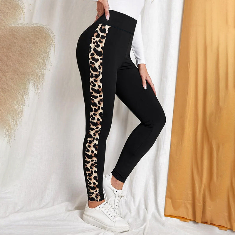 New Leopard Print Comfortable Casual Yoga Pants for Women, High Waist, Butt Lifting, Stretchy Long Pants