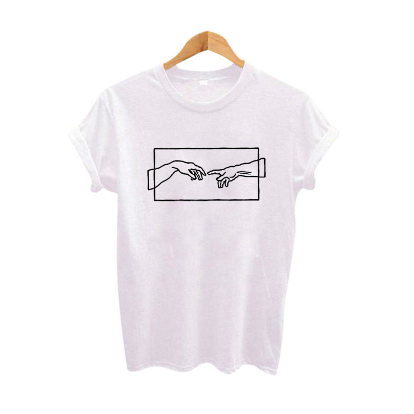 Womens Fashion Print T-shirt 2019 New Tumblr Clothing Black White Cotton T Shirt Aesthetic Art Harajuku Graphic Tee Shirt