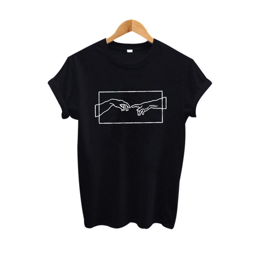 Womens Fashion Print T-shirt 2019 New Tumblr Clothing Black White Cotton T Shirt Aesthetic Art Harajuku Graphic Tee Shirt