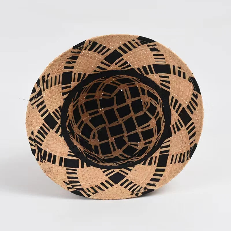 Vintage Raffia Straw Boater Hat Bucket For Women Fashion Foldable Designer Custom Luxury Crochet Beach Sun Hat Chapeau Homme Ete