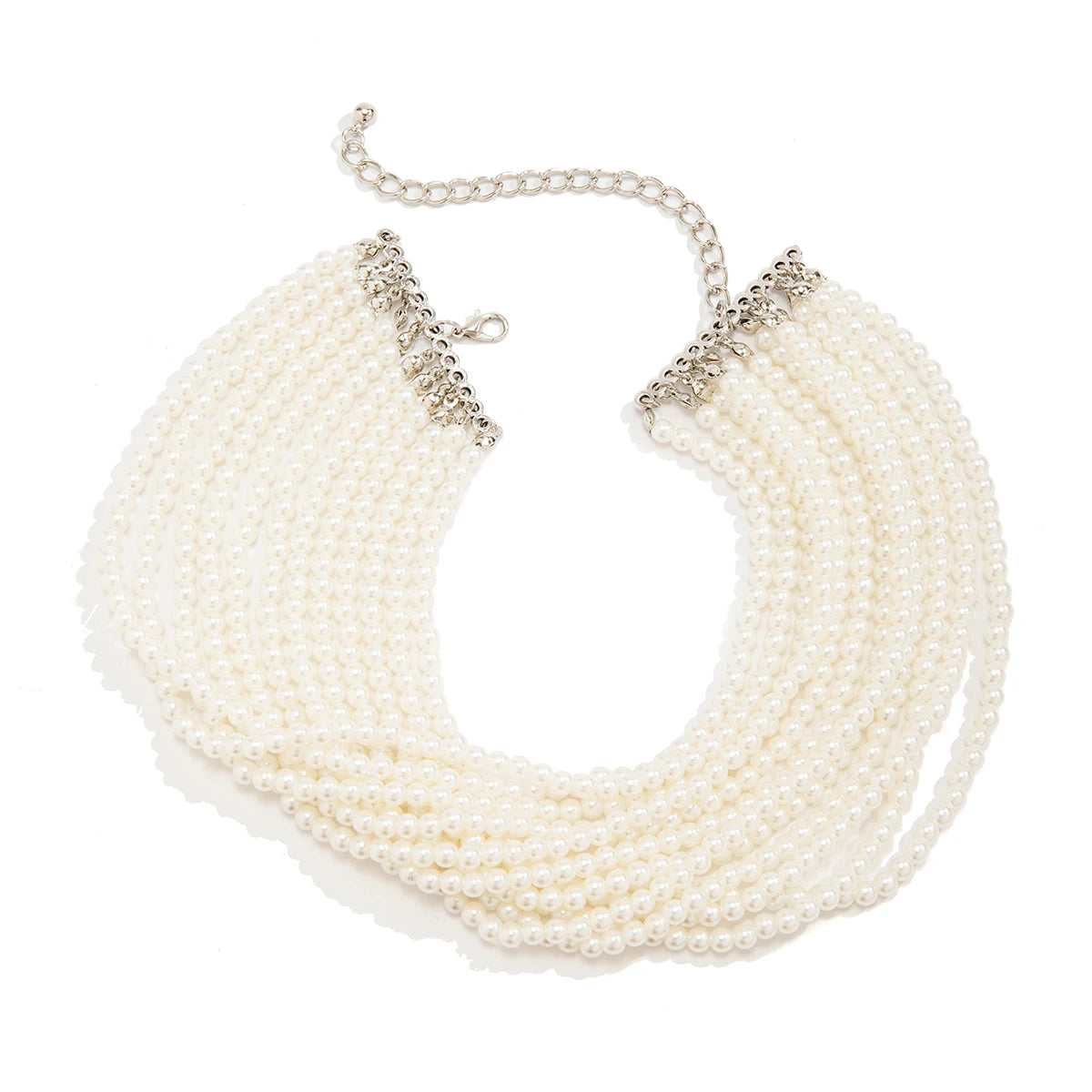 Multilayer Elegant Imitation Pearl Chunky Beads Chain Necklace for Women Wedding Bridal Goth Clavicle Choker Neck Accessories