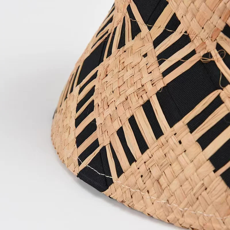 Vintage Raffia Straw Boater Hat Bucket For Women Fashion Foldable Designer Custom Luxury Crochet Beach Sun Hat Chapeau Homme Ete